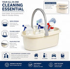 Haundry Compact Mop Bucket with Handle, Rectangular Cleaning Bucket and Caddy for Cleaning Supplies, 10L, White - Image 3