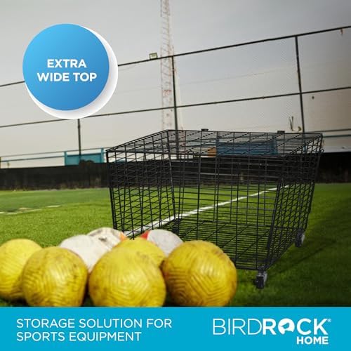 BIRDROCK HOME Sports Ball Basket Organizer with Wheels & Heavy Duty Casters - Ideal for Basketball, Football, Soccer, Baseball - Lockable Ball Storage Locker with Lid for Gym, Garage or Outdoor Use - Image 3