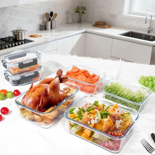 M MCIRCO 6 Pack Extra Large Glass Food Storage Containers with Lids - Image 6