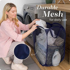 Handy Laundry Collapsible Mesh Foldable Hamper 14" x 14' x 24" Navy Blue - Image 5