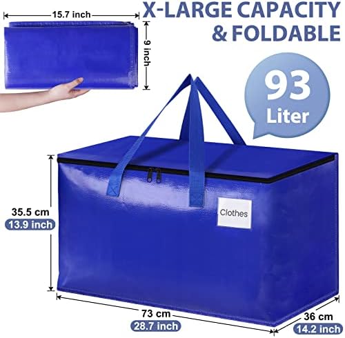 StorageRight Moving Bags, Moving Boxes, 93L 4-Pack Sotrage Bags Totes, Blue - Image 2