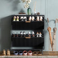 Shoe Cabinet Storage,Modern Freestanding Organizer with 2 Flip Drawers,Narrow Shoe Rack Cabinet for Entryway,Black by QIVOMIX