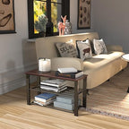 Simple Houseware Wooden Top Shoe Rack Bench for Entryway, Dark Brown - Image 6