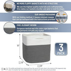 NaturalCozy Storage Cubes 11 Inch Cotton Rope Woven Baskets for Organizing, 3-Pack | Cube Storage Bin | Square Storage Baskets for Shelves Organizer, Classroom, Kids Toy Bins, Closet, Baby Nursery - Image 2
