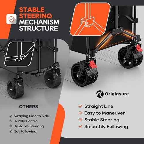 Originsure 300L Beach Wagons Carts Foldable with Big Wheels, 560lbs, Black - Image 5