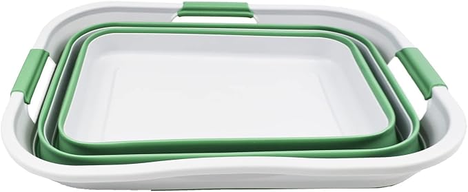 SAMMART 30L(8 gallon) Collapsible Plastic Laundry Basket - Foldable Pop Up Storage Container/Organizer - Space Saving Hamper/Basket - Water Capacity 24L(6.3 gallon) (1, Grey/Dark Sea Green) - Image 3