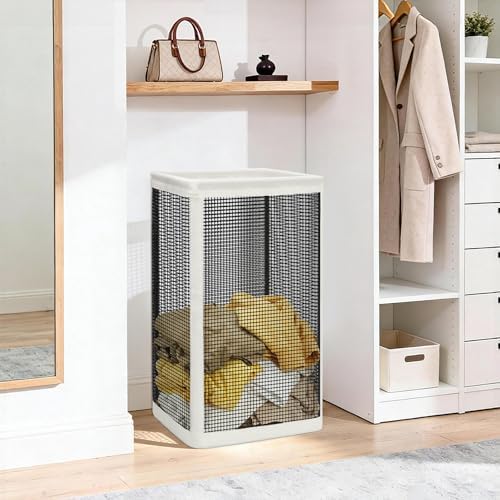 STORAGE MANIAC Mesh Laundry Hamper, 23.7 Gal. Tall Laundry Basket for Airflow, Strong Metal Dirty Clothes Hamper for College Dorm, Bedroom, Bathroom, Clothes Bin, White & Black - Image 6