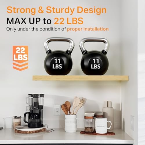 BAYKA Light Oak-Toned Floating Shelves 15.7in, Set of 3, Wall Mounted Shelf - Image 4