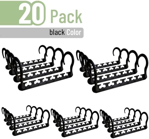 Mr. Pen- Space Saving Hangers for Clothes, 20 pcs, Black | Plastic Multi Clothes Hangers Space Saving, 6 Slots, 360° Rotating Hooks - Image 2
