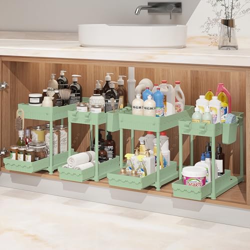 Sevenblue 4-Pack 2-Tier Under Sink Organizer with Pull Out Drawers by Sevenblue