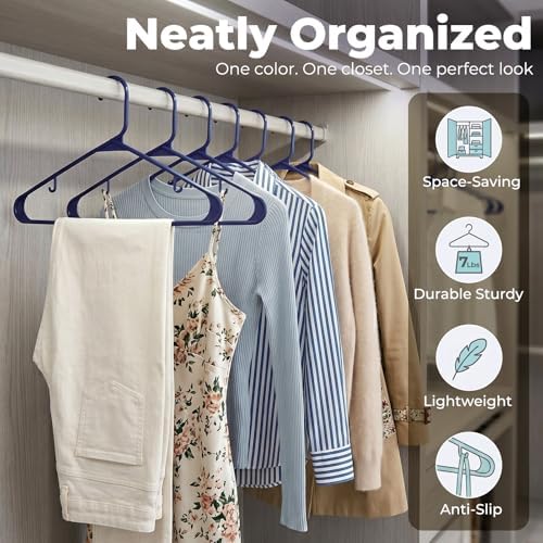 HOUSE DAY Blue Plastic Hangers 120 Pack, Slim Space-Saving Clothes Hangers - Image 4