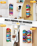 Hat Organizer for Baseball Caps, 2 Pack Strong Adhesive Hat Rack for Wall, Multilayer Wall Mount Hat Storage Holder for Closet Door - Hat Hanger Hold Up to 18 Hats (White) - Image 7