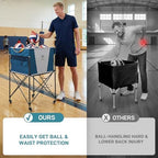 EVER ADVANCED Rolling Ball Storage Cart Lockable Wheels, 33x22.8in/45x25in Collapsible Garage Sports Equipment Organizer for Volleyball Basketball Tennis Toy Storage Multi-Sport Family Gym - Image 4