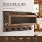 Nekon Mail and Key Holder for Wall Decorative, 11 Inch Mail Holder, Brown - Image 6