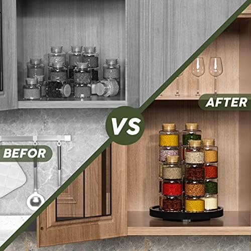 Turntable Vanity Tray, 9 Inch Bamboo Kitchen Sink Countertop Organizer - Image 4