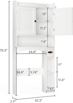 Ahomly Over The Toilet Storage Cabinet, 32.3" W x 70.3" H, White - Image 2