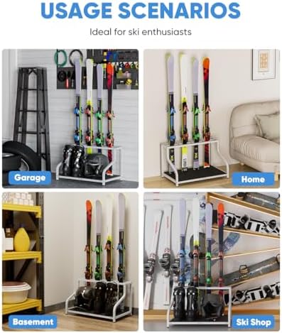 Mondazie Ski Storage Rack for Garage, 4 Pair White - Image 7