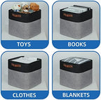Temary Storage Baskets 12x12 Fabric Cube Storage Bins, 4 Pack Large Baskets with Handles, Baskets for Organizing Towels, Blankets, Collapsible Storage Basket (Black&Gray) - Image 4
