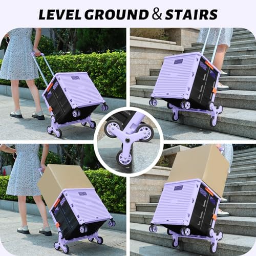 FELICON SELORSS Folding Utility Climber Cart Portable Rolling Crate-Purple - Image 3