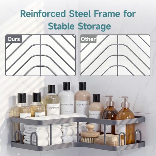 Veken Corner Shower Caddy 3-Pack, Advanced Rustproof Design&Stable Storage - Image 5