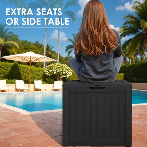 Greesum 40 Gallon Outdoor Deck Box, Resin Storage Chest, Dark Black - Image 5