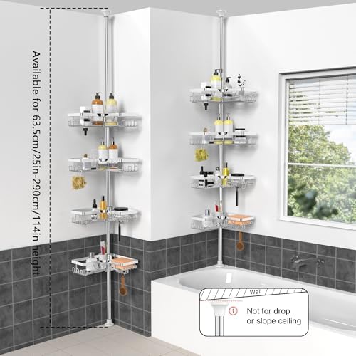 KEGII Corner Shower Caddy Tension Pole, Bathroom Storage Shelf, Chrome - Image 7