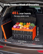 VEVOR Plastic Collapsible Storage Bins with Lids, 45L 3Packs, Stackable Folding Storage Crates with Handles, Holds 44 lbs Per Bin, Heavy Duty Containers, Space-Saving Baskets, for Home Organizing - Image 2
