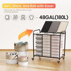 180L Laundry Sorter 3 Section, Rolling Laundry Basket with Wheels and Lid - Image 6
