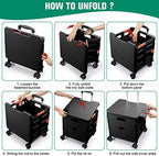Foldable Utility Cart Folding Portable Rolling Crate with Magnetic Extended Lid,360°Rotate Wheels,176LBS Load Capacity,Heavy Duty Durable Dolly Cart for Teacher Tourist Shopping Office Outdoor - Image 4