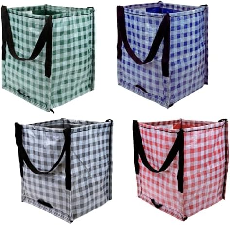 DURASACK Heavy Duty Storage Tote Bag 22-Gallon, Gingham Multi, Pack of 4 by DURASACK