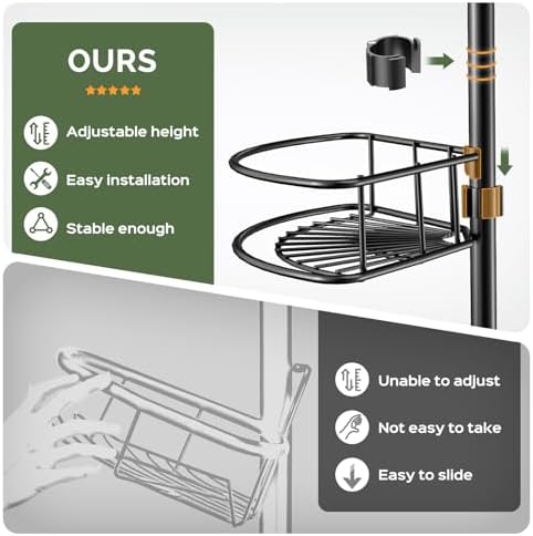 HAMITOR Corner Shower Shelves, 4-Tier AdjustableTension Caddy for Renters - Image 3