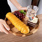 Wood Serving Trays - Set of 2 Round Serving Platters, Wooden Decorative Board Charcuterie Boards for Serving Breakfast Dinner Appetizers Coffee BBQ Party (1 x 9.4 in, 1 x 7.8 in) - Image 5