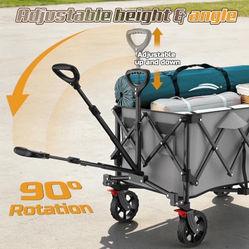 Wagons Carts Foldable,Collapsible Wagon with Wheels,450LBS Heavy Duty Beach Wagon Cart,Lightweight Portable Folding Utility Wagon Cart with Cup Holders for Camping, Garden, Sports, Grocery pcs (Gray) - Image 7