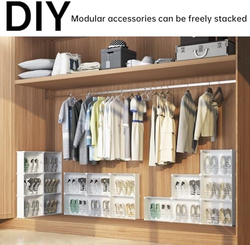 MAGINELS 5-Tier Slim Shoe Rack Organizer,Thin Storage Shelf for Closet,Hidden Shoes Cabinet for Small Spaces,Narrow Shelves for Wall Behind Door,Entryway,White - Image 5
