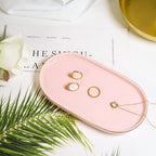 Ceramic Jewelry Dish, Perfume Vanity Tray, 7x4 Decorative Catch All Bowl for Trinket Key Ring, Small Bathroom Counter Tray, Soap Tray for Kitchen Sink (Pink) - Image 2