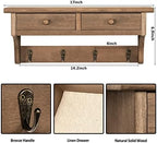 Emfogo Coat Hooks Mounted, Rustic Wood Coat Rack Mount Shelf with Hooks, Farmhouse Coat Rack with Shelf & Coat Hook for Entryway, Mudroom, Bedroom, Kitchen, Bathroom(Walnut) - Image 5