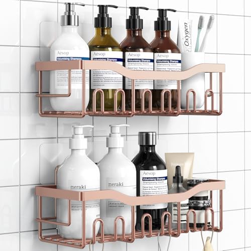 EUDELE Shower Caddy 2 Pack,Adhesive Shower Organizer for Home Decor&Kitchen Organizers,No Drilling,Rustproof Stainless Steel Bathroom Shelf Organizer by EUDELE