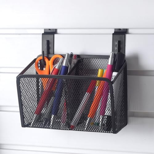 Wall Hanging Pencil Holder With Slatwall J Hooks Slatwall Pencil Cup Wall Mounted Pen Holder Wall Marker Holder Metal Pencil Holder For Paintbrushes Pegboard Classroom Home - Image 2