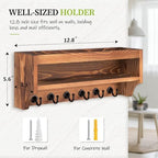 Nekon Key Holder Wall Mount, Pine Wooden Mail Organizer, Light Brown - Image 6