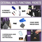 SCAVATA Rolling Cleaning Caddy Bag with Detachable Trolley, Large Cleaning Supplies Organizer with Wheels, Multi Pocket Cleaning Cart with Adjustable Shoulder Strap for Housekeeper & Home, GrapePurple - Image 2