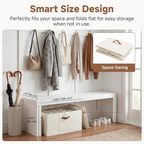 StorageWorks 24-Pair Large Closet Shoe Organizer, Adjustable Divider, Beige - Image 4