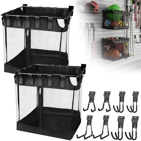 10 Pcs Slatwall Baskets Kit, Slatwall Mesh Storage Baskets with Hooks by NUMAKY