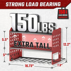 SUNALLY Power Tool Organizer, Wall Mount Garage Tools Storage Rack, Red - Image 2