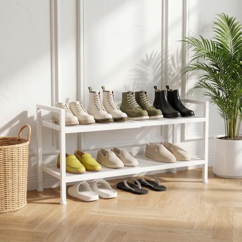 Expandable Shoe Rack for Closet, Entryway, Shoe Storage, 2-Tier, White - Image 6