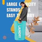 Caroeas 90L Laundry Basket (13 Colors), Waterproof Laundry Hamper, Laundry Bag with Padded Handles, Clothes Hamper Stands Up Well, Collapsible Laundry Basket Easy Storage - Image 3