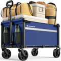 Collapsible Wagon Cart with Wheels, 220LBS for Grocery Shopping Camping by Raynesys