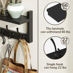 AMBIRD 34.2" Extra Long Wooden Wall Hook Rack with Shelf - Versatile and Decorative Wall-Mounted Storage with 10 Hooks for Coats, Hats, Keys - Ideal for Entryways, Bedrooms, Closets (Stylish Black) - Image 7