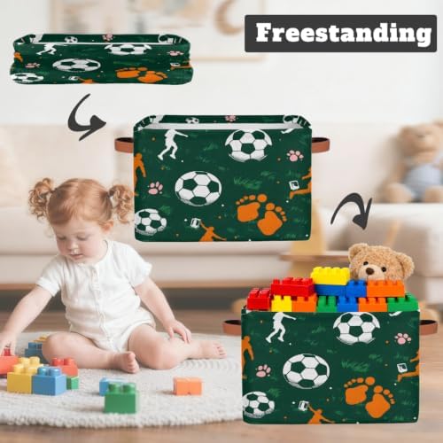 Soccer Storage Basket Toy Storage Bins Collapsible Cube Organizer - Image 3