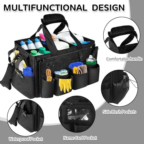 Boczif Cleaning Caddy Bag Wearable,Cleaning Caddy Supplies Organizer（Black） - Image 2