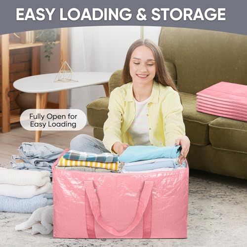 TICONN 2 Pack Extra Large Moving Bags Heavy Duty with Zippers & Carrying Handles, Durable Storage Bags Moving Boxes for Closet Organizers and Storage (2 Pack, Coral) - Image 7